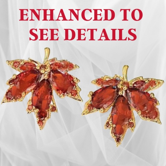 Red Maple Leaf Retro Stud Earrings New With Tags - Sealed in Manufacturer Bag - Picture 5 of 6